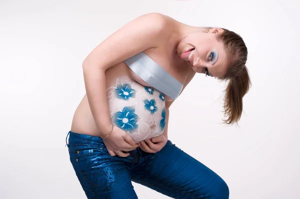 Studio portret van een jonge schattig meisje Stockfoto