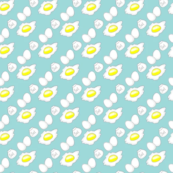 炒鸡蛋和盐模式 — 图库矢量图片