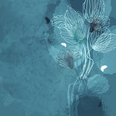 Floral mavi arka plan