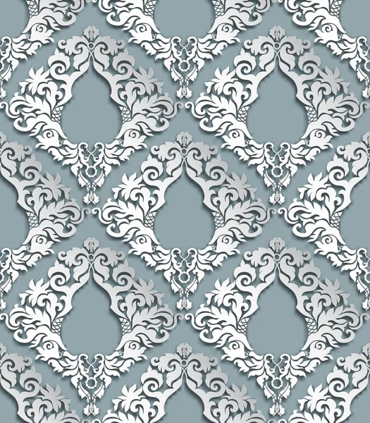 Seamless 3D Damask Pattern — Stock Vector