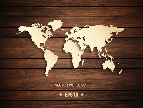 3D World Map On A Wooden Background — Stock Vector