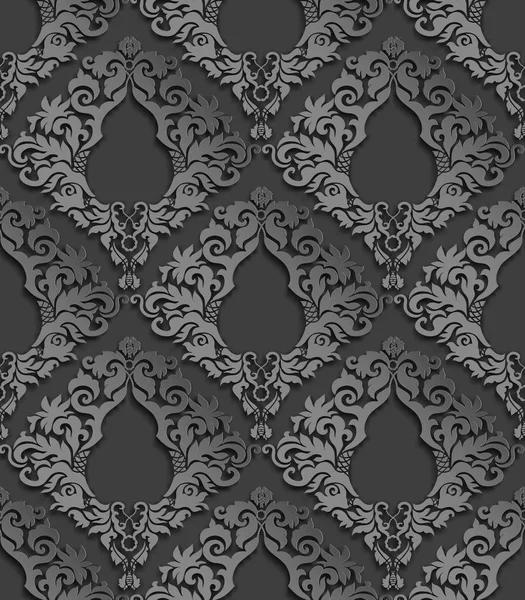 Seamless 3D Damask Pattern — Stock Vector