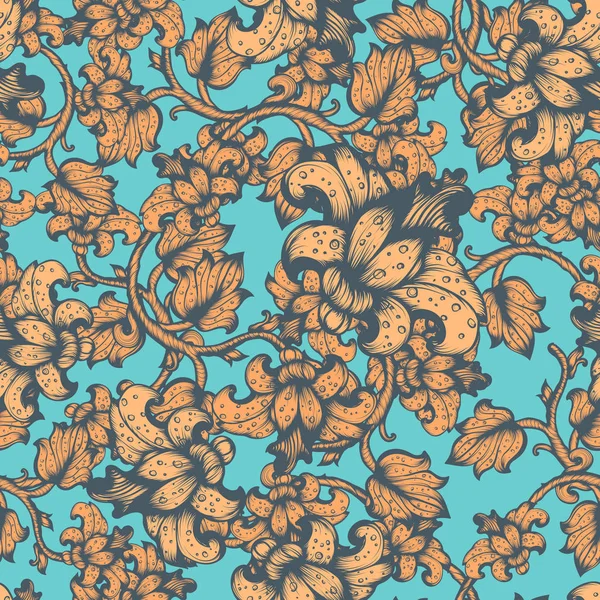 Handgezeichnete florale Vektor nahtlose Muster — Stockvektor