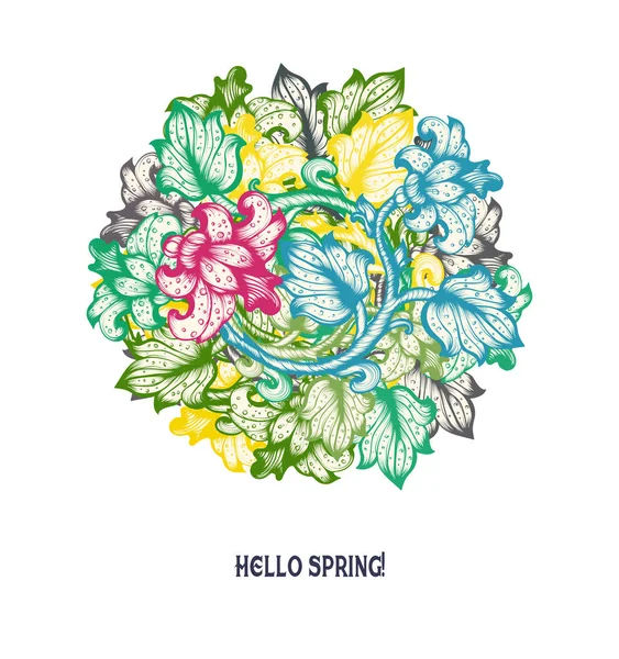 Desenho à mão Floral Vector Spring Design — Vetor de Stock