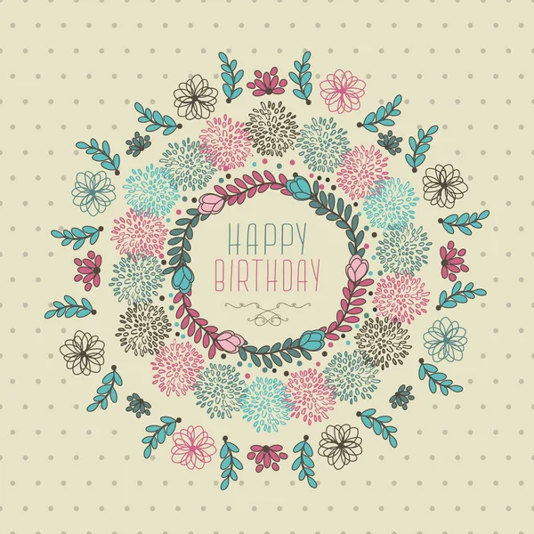 Happy Birthday Floral Design — Stock Vector