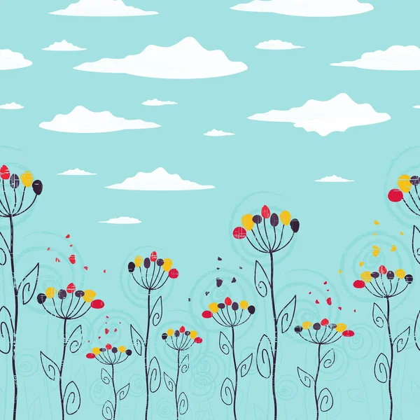 かわいい夏花のシームレスなストリップ — ストックベクタ