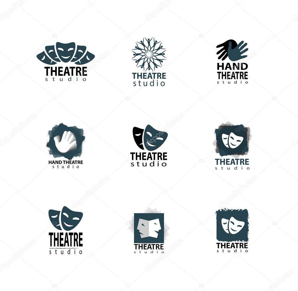 Theater studio logo design set with mask and