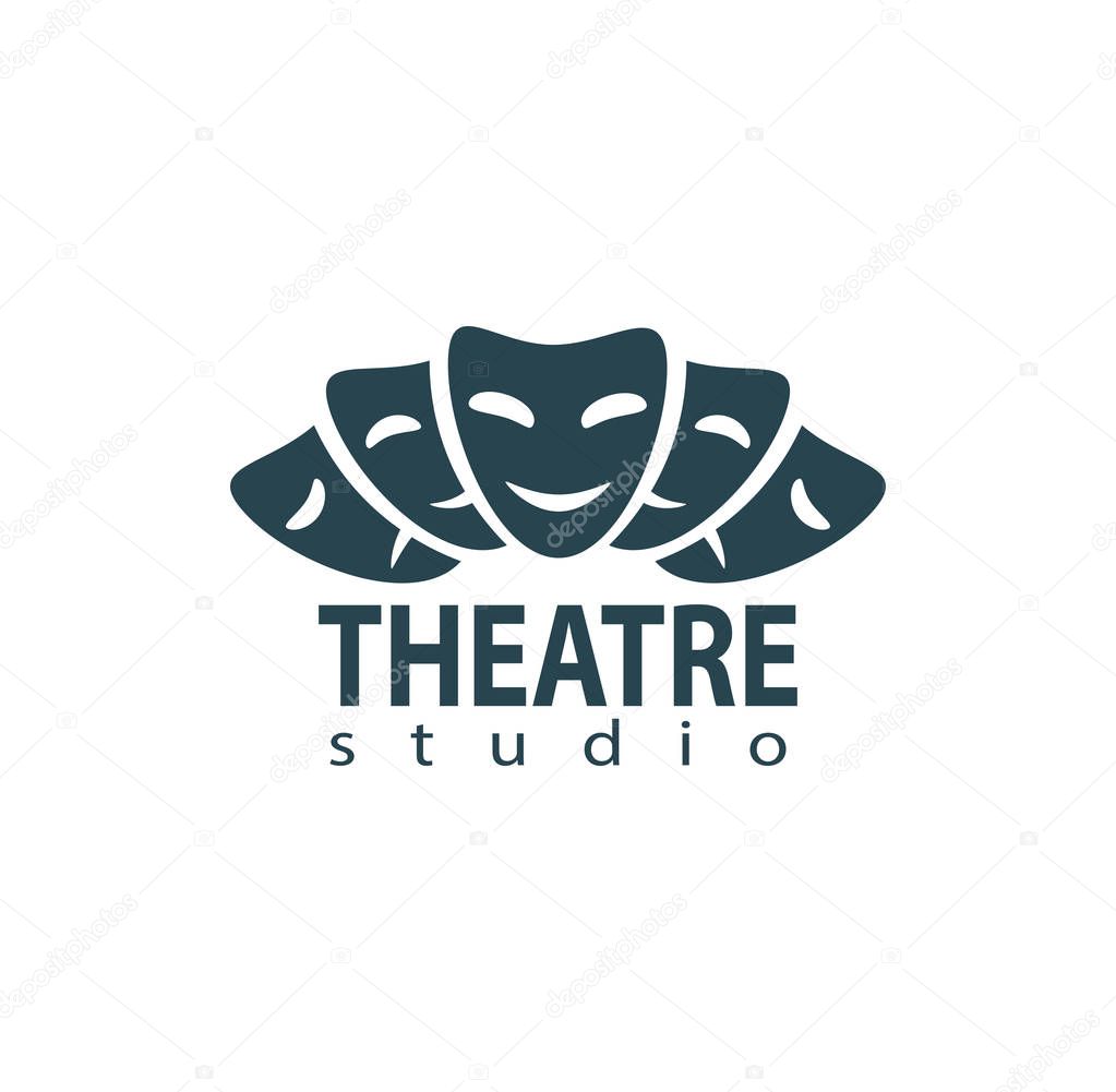 Set of theater studio logo design with comedy and dramatic mask