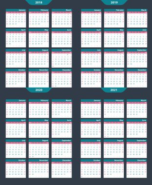 Takvim vektör şablon 2018-2020 / ayarla