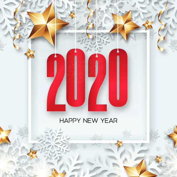 Design de banner abstrato ano novo 2020 com moldura —  Vetores de Stock