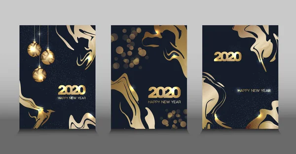Entwurf goldener Banner für das neue Jahr 2020 — Stockvektor