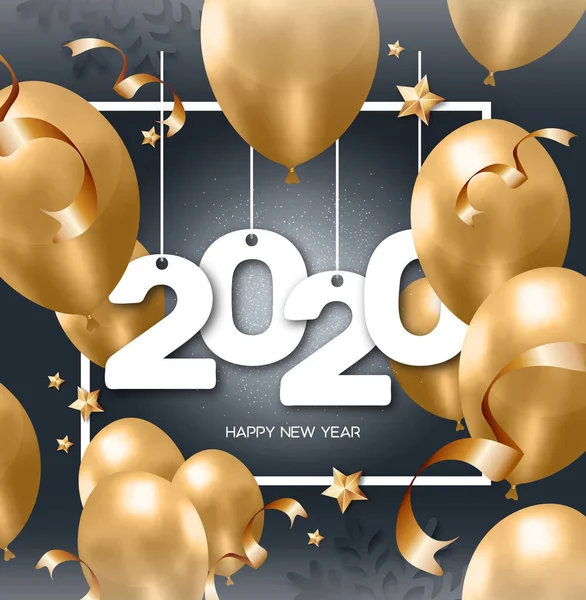 快乐的2020年新年抽象设计框架 — 图库矢量图片