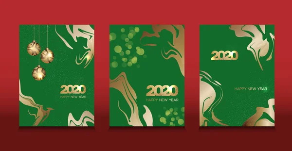 Ontwerp van gouden Nieuwjaar 2020 banners — Stockvector