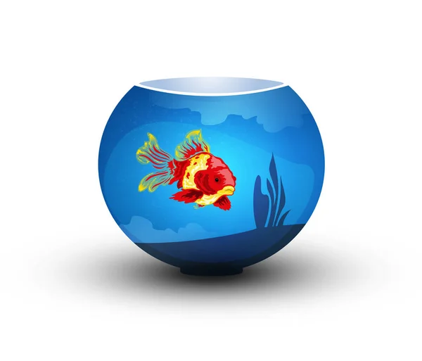 Beau Poisson Lumineux Exotique Dans Aquarium Sur Fond Blanc Illustration — Image vectorielle