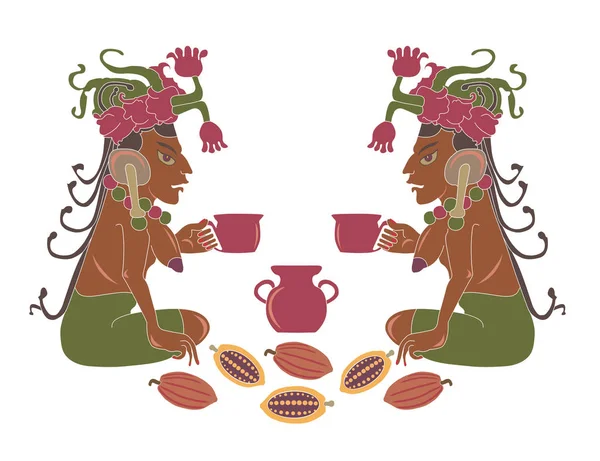 Какао напій і жінки — стоковий вектор
