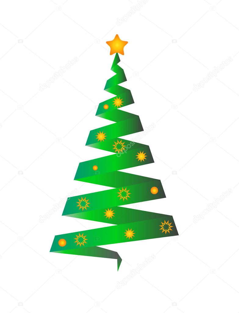 Weihnachtsbaum Grün Mit Gelben Dekoration — Stockvektor © surabhi25