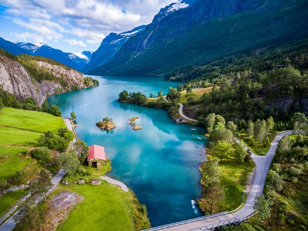 Güzel doğa Norveç hava fotoğrafçılığı. — Stok fotoğraf