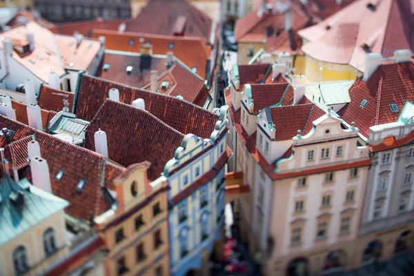 プラハ上空からの都市の眺め。ティルト シフト レンズ. — ストック写真