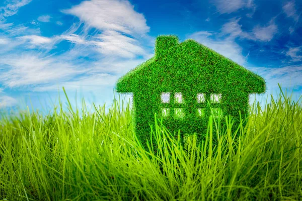 Casa en la hierba verde —  Fotos de Stock