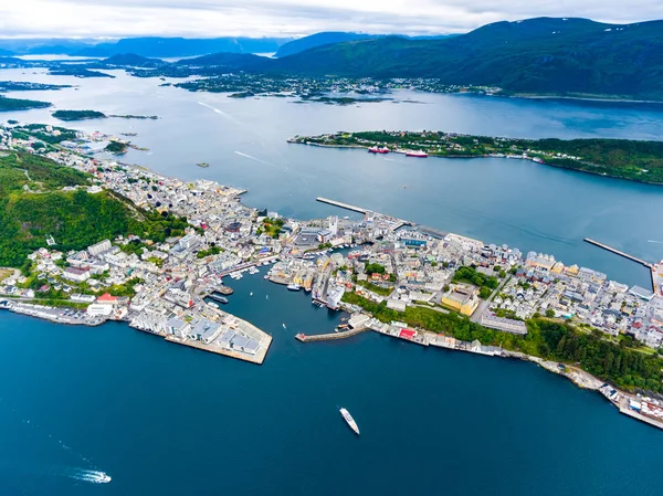 Πόλη του Alesund Νορβηγία Αεροφωτογραφία — Φωτογραφία Αρχείου