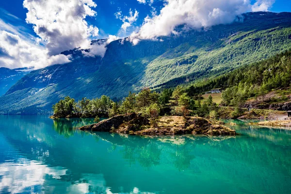 Lovatnet lago bela natureza Noruega . — Fotografia de Stock