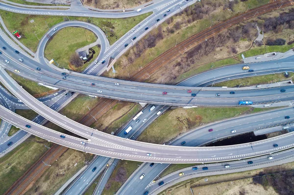Aerial view of a freeway intersection — Stock Photo, Image