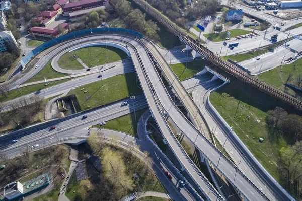 Aerial view of a freeway intersection — Stock Photo, Image