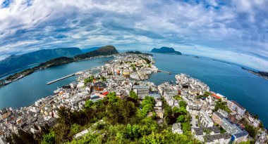 Aksla, balık gözü lens şehir Alesund, Norveç