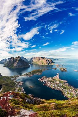 Lofoten is an archipelago in the county of Nordland, Norway. clipart