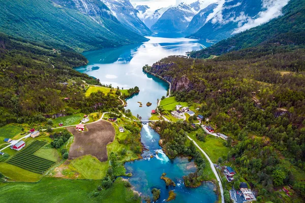 Prachtige natuur Noorwegen luchtfotografie. — Stockfoto