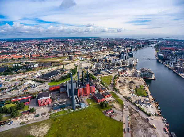City aerial view over Copenhagen HC Oersted Power Station — Stock Photo, Image