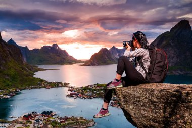Doğa fotoğrafçısı Norveç Lofoten adalar.