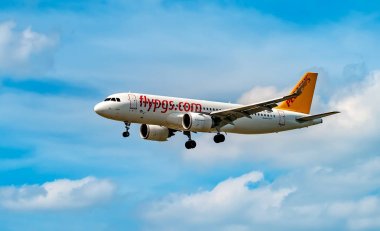 Frankfurt, Almanya: 23 Haziran 2017: Airbus A320 Pegasus Ai