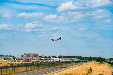 Frankfurt, Almanya: 23 Haziran 2017: Lufthansa Airbus. Lufthansa, ben