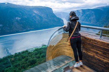 Stegastein Lookout Beautiful Nature Norway observation deck view clipart