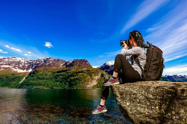 Fotógrafo de naturaleza Noruega archipiélago de Lofoten . — Foto de Stock