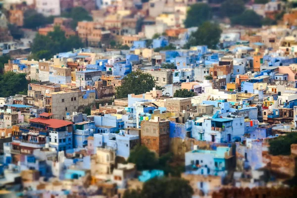 倾斜移位镜头- - Jodhpur（也是蓝色城市）是第二大镜头 — 图库照片