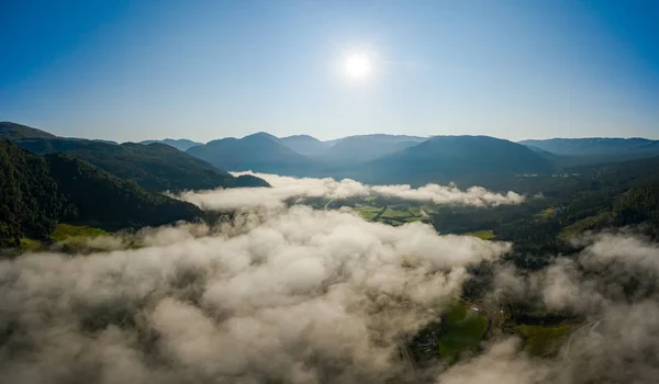 Aerial Beautiful Nature Norway over the clouds. — Stock Photo, Image