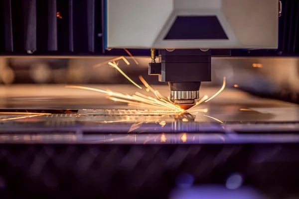 Cnc Laserové Řezání Kovové Moderní Průmyslové Technologie Laserové Řezání Funguje — Stock fotografie