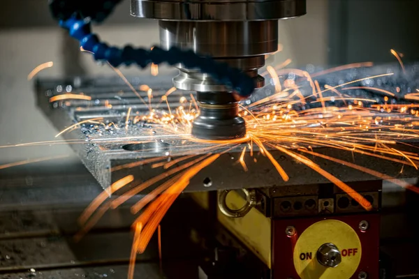 Fresadora Torno Cnc Metalurgia Corte Metal Moderna Tecnología Procesamiento Fresado — Foto de Stock