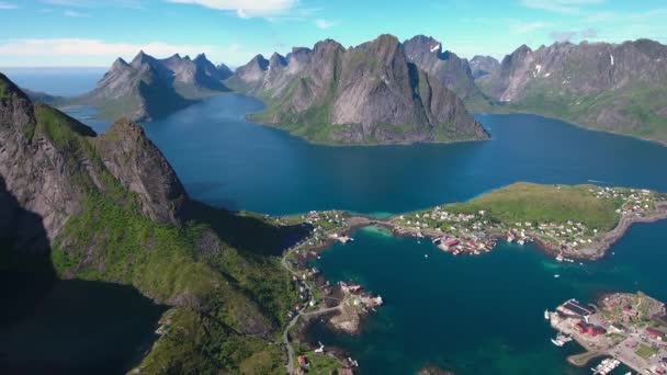 Lofoten arquipélago ilhas imagens aéreas — Vídeo de Stock