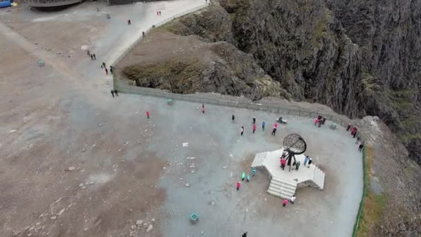 Aerial footage from Barents Sea coast North Cape (Nordkapp) in northern Norway. — Stock Video