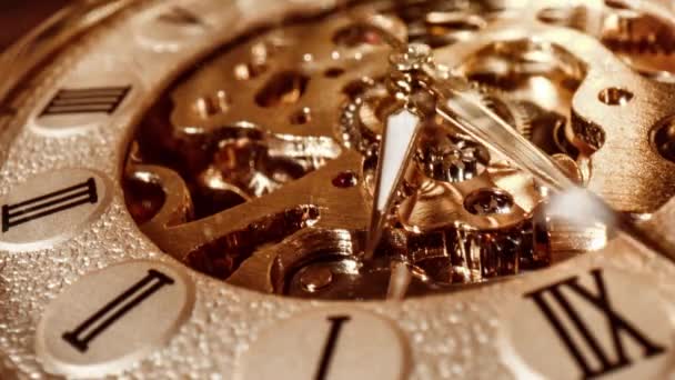 Antique clock dial close-up. Vintage pocket watch. — Stock Video