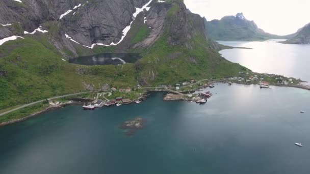 Lofoten archipel eilanden Luchtfoto 's — Stockvideo