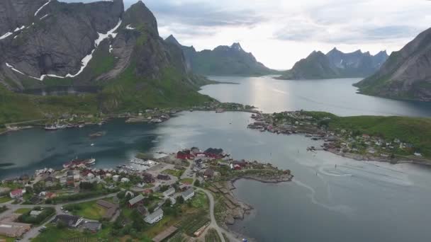 Lofoten arquipélago ilhas imagens aéreas — Vídeo de Stock