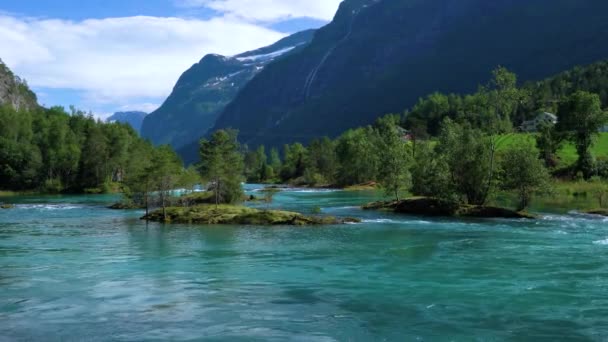 Schöne Natur Norwegen natürliche Landschaft. — Stockvideo