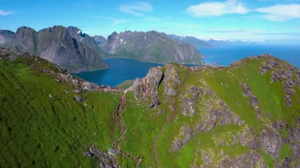 Lofoten arquipélago ilhas imagens aéreas — Vídeo de Stock