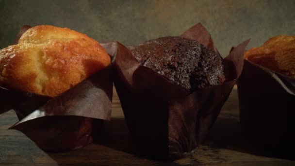 Ciasto muffinka makro zbliżenie — Wideo stockowe