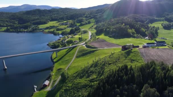 Letecké záběry krásná příroda Norway. — Stock video