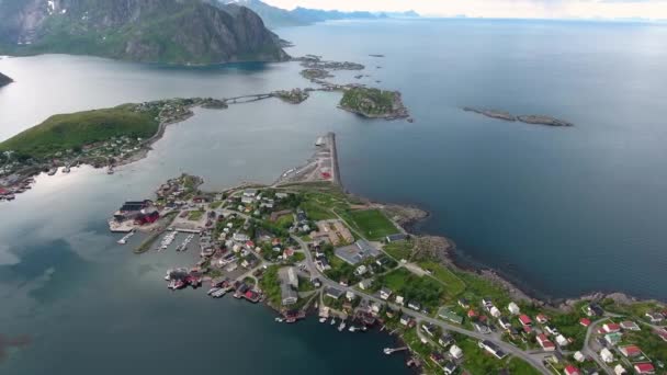 Lofoten archipel eilanden Luchtfoto 's — Stockvideo